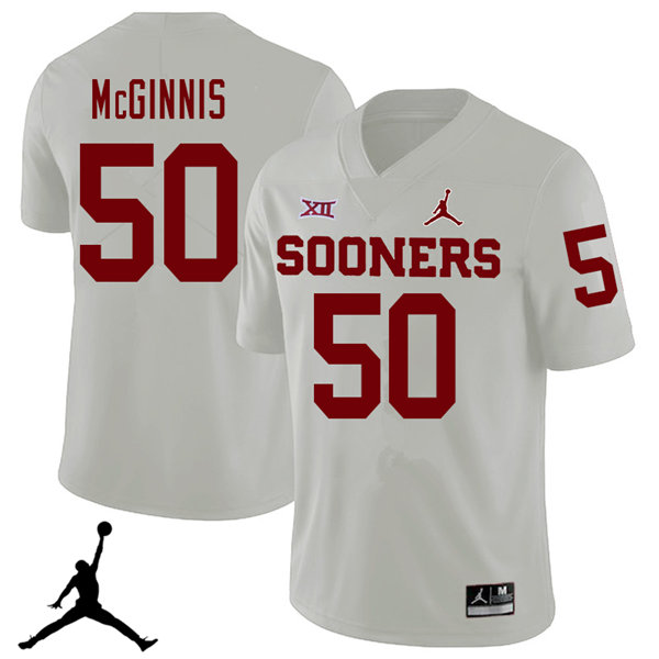 Oklahoma Sooners #50 Arthur McGinnis 2018 College Football Jerseys Sale-White